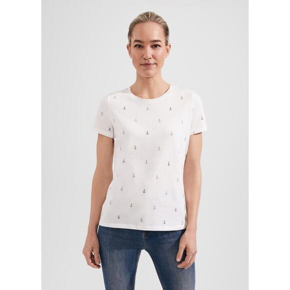 Hobbs London Pixie Cotton Printed T Shirt - Picture 1 of 8